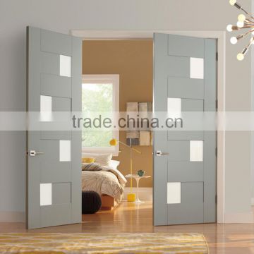 Modern double shaker door with small pieces glass for bedroom