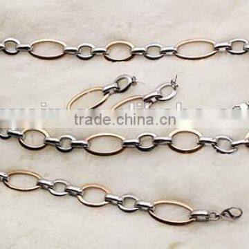 Stainless steel necklace bracelet earrings Rose Gold plating jewelry sets