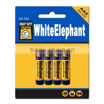 White Elephant brand Mercury Free Carbon Zinc Battery R03 AAA UM-4 (OEM welcomed)