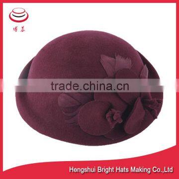 Fashionable Felted Wool Beret Hat With Flower photo-2