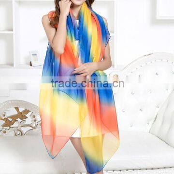 Wholesale cheap chiffon infinity rainbow scarf