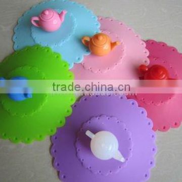 magic silicone cup lids with 3D tea pot handle