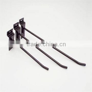 Small supermarket display hook black metal slatwall hook