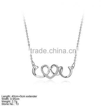 NZA2-031 925 Sterling Silver Jewelry 2016 Hot Sale Silver Necklace Love U Word Necklace Design