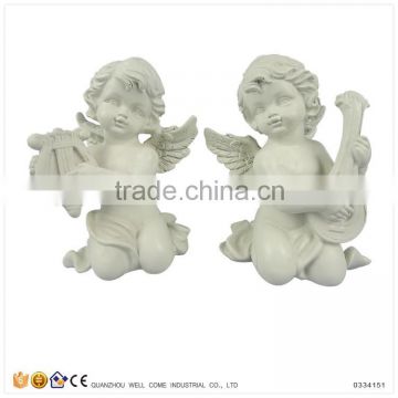 Cheap Customized Christmas Ornament Musician Figurines Angels with Harp &amp; Mandolin