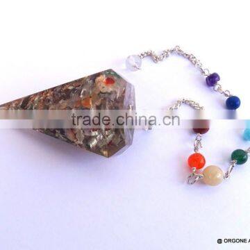 Reiki Chakra Pendulum | Mix Stone Pendulum With Chakra Chain