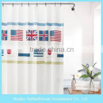 Waterproof Country Flag print PEVA folding shower curtain