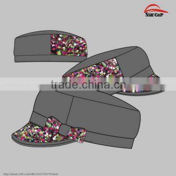 WHOLESALE CUSTOM DESIGN FLORAL MILITARY CAP FLORAL BOWKNOT FOR GIRL