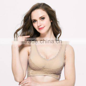 Women's Latest Fasion Lace Trim Activewear Wholesale Sports Bra