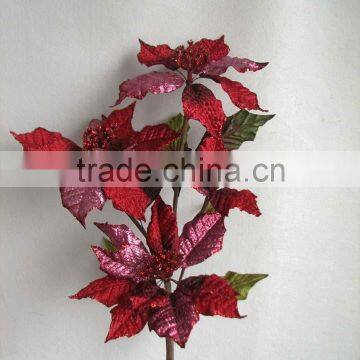 Artificial Poinsettia Christmas flower pick spray for home decoration