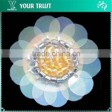 10MM Sequin 2MM Beads Flower Custom Wholesale Sequin Applique Patch