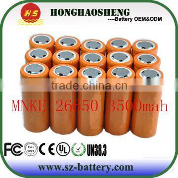 Original 3500mah rechargeable MNKE 26650 li-ion battery