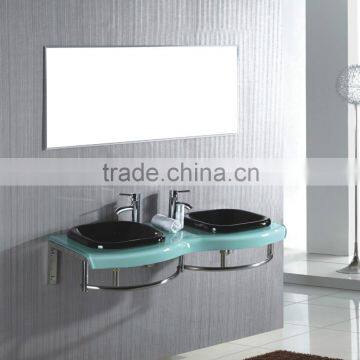 colored double glass wash basin