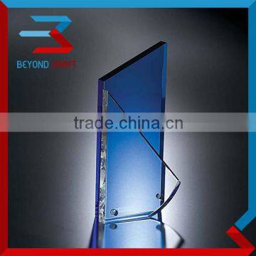 Blue Crystal Glass Trophy for Anniversary Souvenir