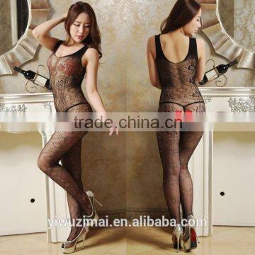 black sheer nylon crotchless open crotch bodystocking sexy lingerie fancy dress