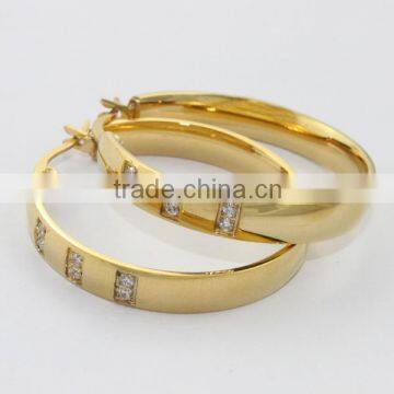 China Supplier,2014 Stainless Steel Hoop Earring With Crystal , Fashion Jewelry