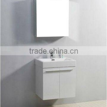 High gloss white modern wall mounted MDF bathroom vanity cabinet in 24" width