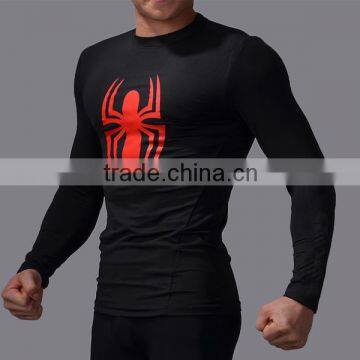 Wholesale Guangzhou Clothing Factory Custom Superhero Shirt High Elastic Gym Compression Quick Dry Sports Tops Male photo-3