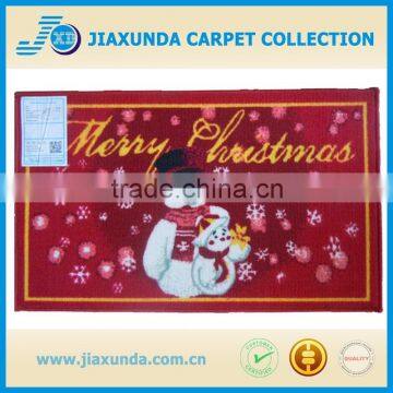 PVC back anti slip polyester loop pile printed doormat christmas