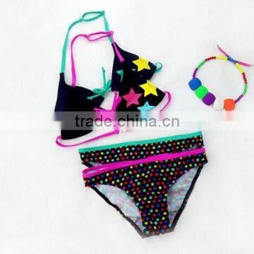 Girls Kids Cartoon Print Bikini Set Child Stars Swimwear Swimming Bathing Suit