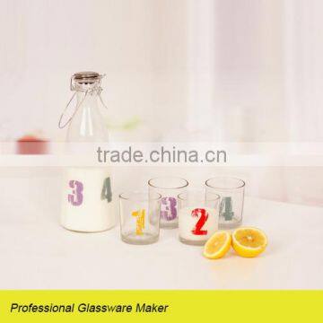 home use 5pcs Glass Set With Decal for milk drinkware