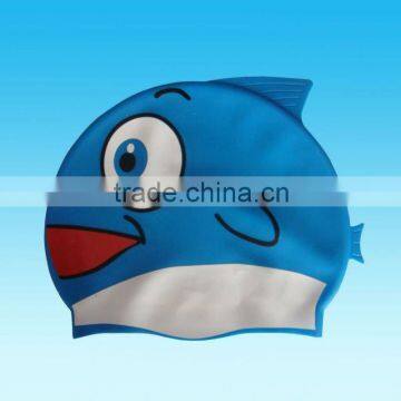 Customized soft flexible funny design fish silicone rubber swimming cap