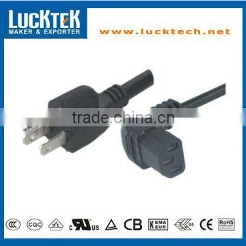 UL power extension cord with angled IEC C13