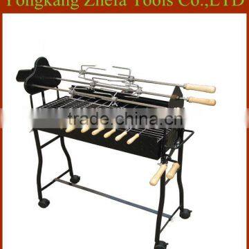 4 Wheels 14 Stainless Steel 304 Skewer Height adjust Rotisserie Spit Roaster BBQ Grill                        
                                                Quality Choice