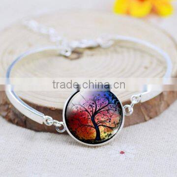 Silver Plated Color Wolf Pattern Women Glass Cabochon Wolf Necklace Wholesale photo-3