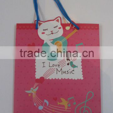 I love music printed paper bag with cat shape