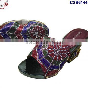 CSB6144 elegant ladies fashion shoes shining material shoes match bags Africa shoes with purse                        
                                                Quality Choice