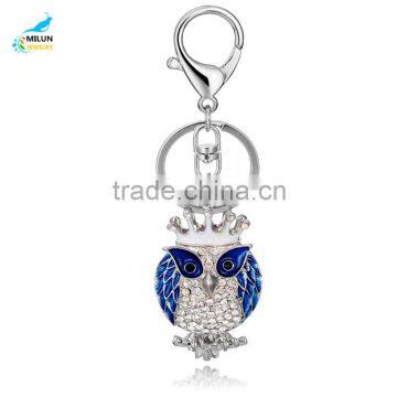 2016 New Design Crystal Gift OWL Keyring Charms Pendant Key Chain