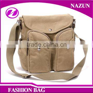 Trendy PU Leather Trimmings Handbag Travel Style Big Tote Unisex Canvas Sling Bags photo-2