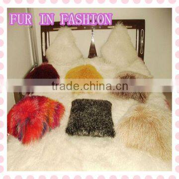 Colorful Winter Mongolian Fur Pillow Covers For Christmas Decoration