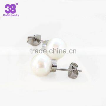 Wholesale Fashion Stainless Steel Silver Magnetic Pearl Stud Earrings