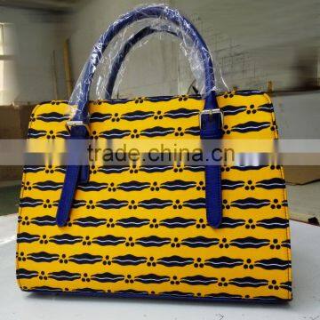 2016 Famous New Style Side Bags for Girls Ankara African Prints and Fabric Bag Real Leather Handbag for Office Lady photo-2