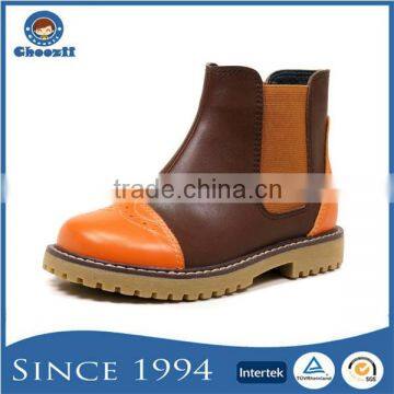 Unique contrast color slip on children winter boots