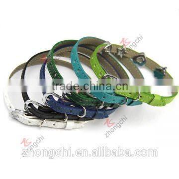 High quality real plain leather cat collar, assorted colors pets collor for cats wholesale