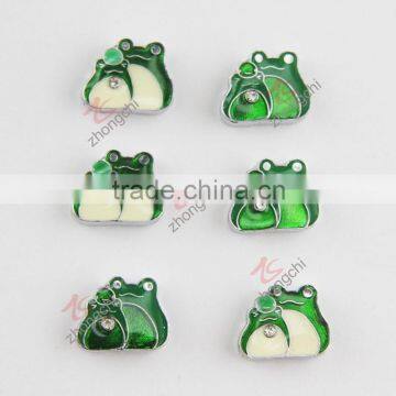 Alloy enamel animal frog slider charm fit 8MM sillicone bracelet (JP08)