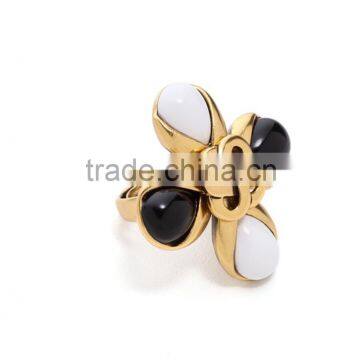 Hot Sale Flower Shape o Ring Gold Plated & Adjustable Ring With Stone photo-3