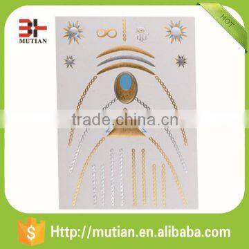 Fashionable Mixed Gold & Sliver Temporary Metallic Tattoo Sticker