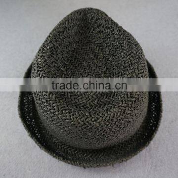 Handmade Corchet Black Paper Grass Straw Jazz Fedora Top Hats photo-4