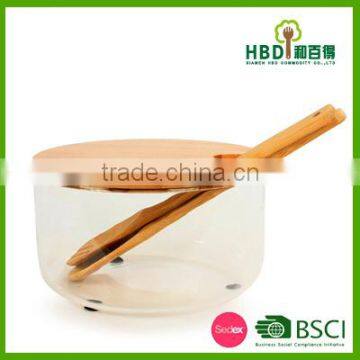 Large Glass Salad Bowls With Bamboo Lid