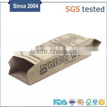 SGS approved food grade biodegradable security French roll packaging kraft paper bag