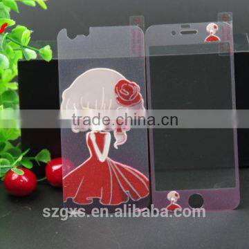 Beautiful Cartoon Mobile Phone Protective Case Front and Back Tempered Glass Screen Protector for Iphone 5