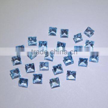 NATURAL SKY BLUE TOPAZ CUT FACETED GOOD COLOR & QUALITY 6 MM SQUARE LOT photo-4