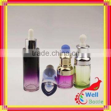 Shoulder Glass Dropper Aluminium Blue Color Empty Glass Essential Oil Bottle With Dropper GSB-0014R photo-2
