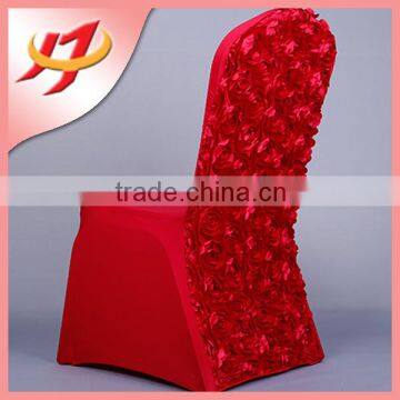 universal decoration stretch red rosette polyester chair covers for wedding party