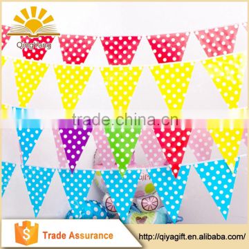 Hot sale party banner colorful dot string flag cheap party pennant decorations