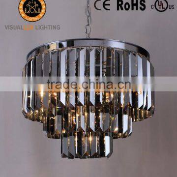 MC20538-9 Medium Size Chrome Body Smoky Crystals Chandelier Pendant Lighting Crystal Glass Industrial Light